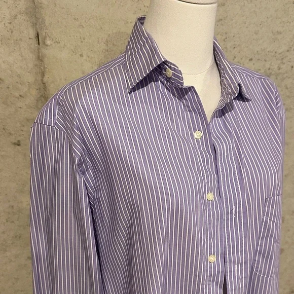 Club Room Lavender Stripe Button-Down | Eclectic Grandpa | Men’s 34-35 Unisex - Picture 2 of 5